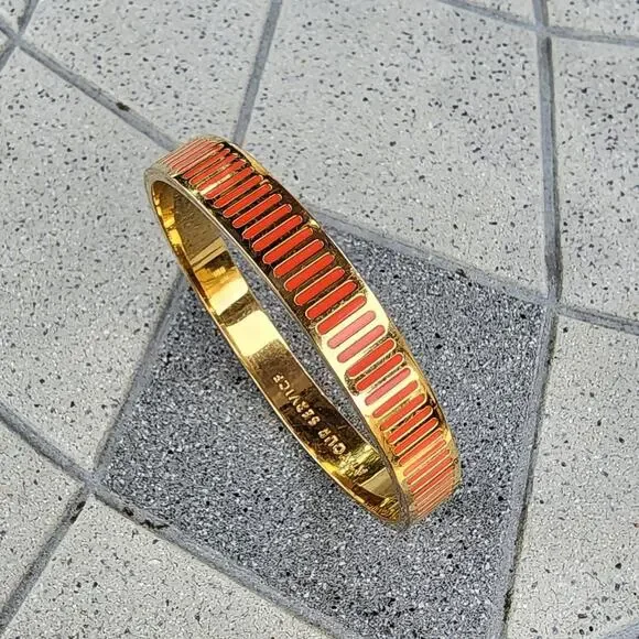 Kate Spade At Your Service Orange Enamel Bangle Bracelet - Picture 9 of 9